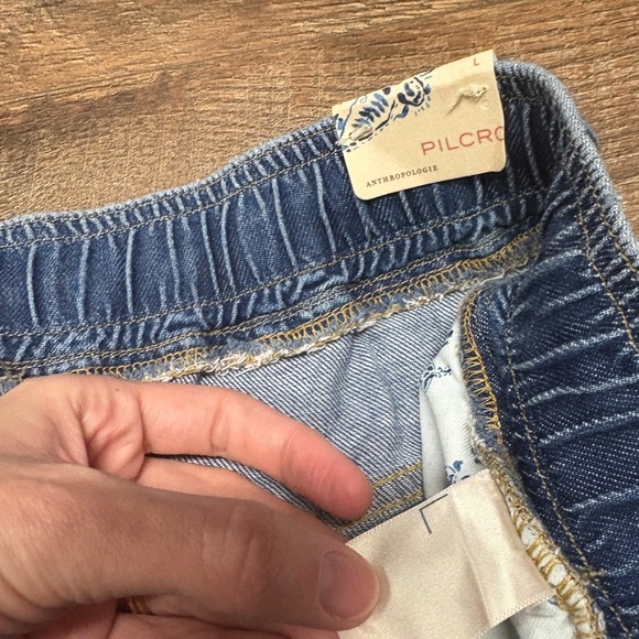 NWT Pilcro Anthropologie Drawstring Pull On Wide Leg Jeans Size Large - Picture 3 of 5